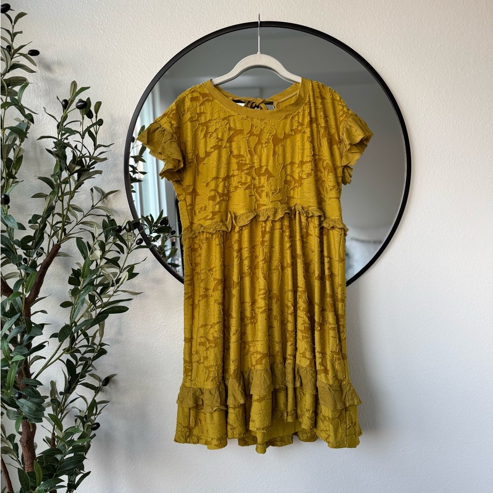 Anthropologie Knit Yellow Mustard Dress for Everyday Wear, Women’s S